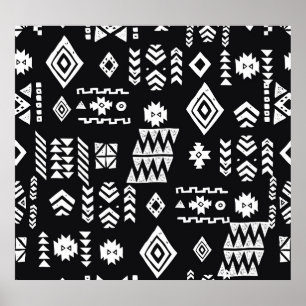 Tribal geometric: stylish seamless background. poster