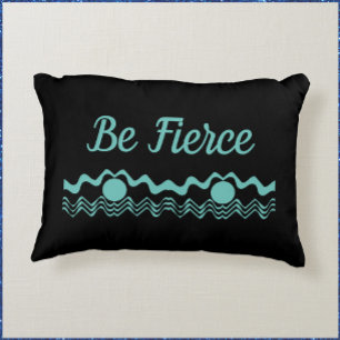 Tribal Geometric Turquoise Blue and Black Decorative Cushion