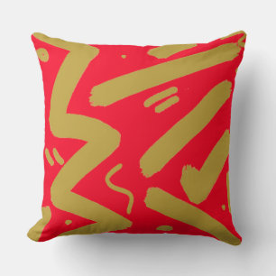 Tribal Gold and Red Cushion
