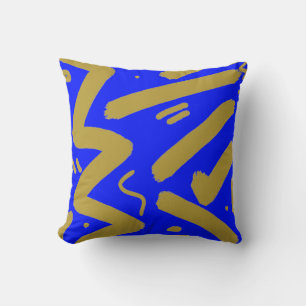 Tribal Gold and Royal Blue Cushion