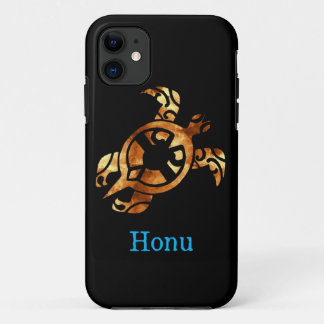 Tribal Gold Hawaiian Sea Turtle on Black Case-Mate iPhone 11 Case