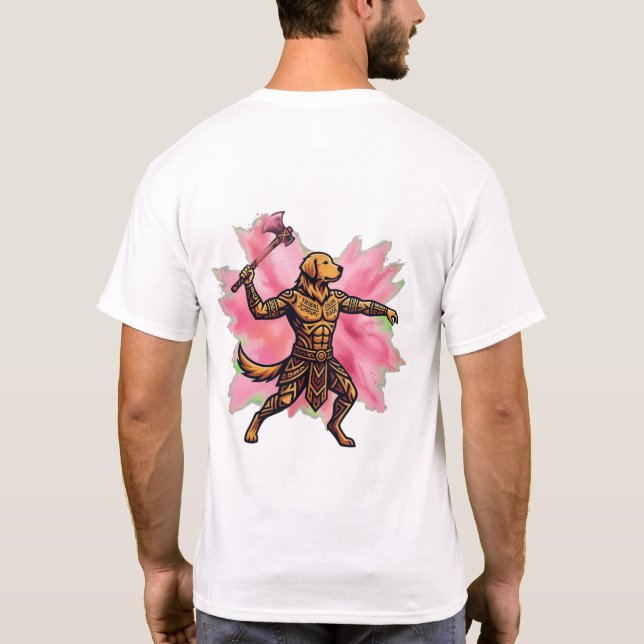 Tribal Golden Retriever Gulal Axe  T-Shirt (Back)