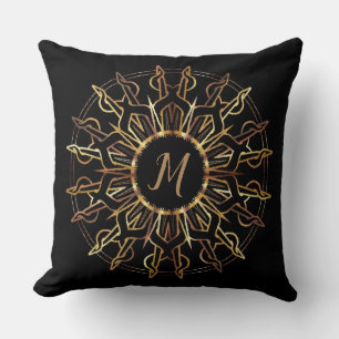 Tribal Golden Sun Throw Pillow