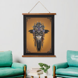 Tribal Gothic Skull Wall Tapestry