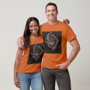 Tribal Gothic Wolf Head Night Forest Illustration T-Shirt