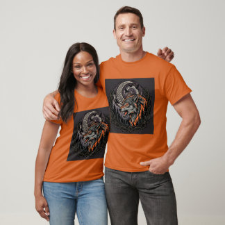 Tribal Gothic Wolf Head Night Forest Illustration T-Shirt