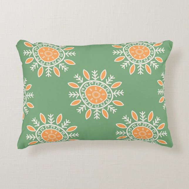 Tribal Green Peach Tote Decorative Cushion (Front)