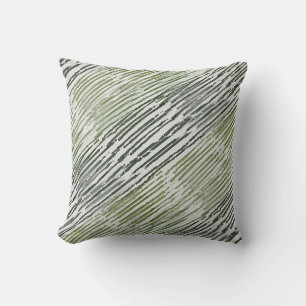 Tribal Green Stripes Abstract Pattern Cushion