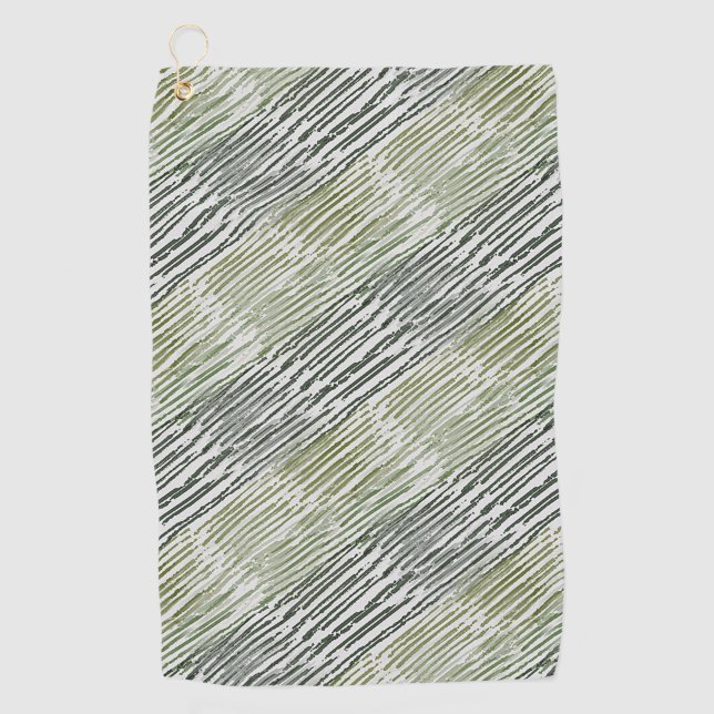 Tribal Green Stripes Abstract Pattern  Golf Towel (Front)