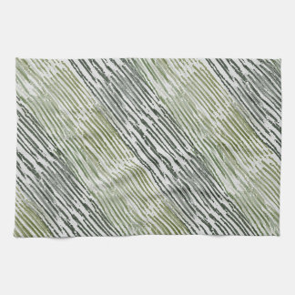 Tribal Green Stripes Abstract Pattern Tea Towel