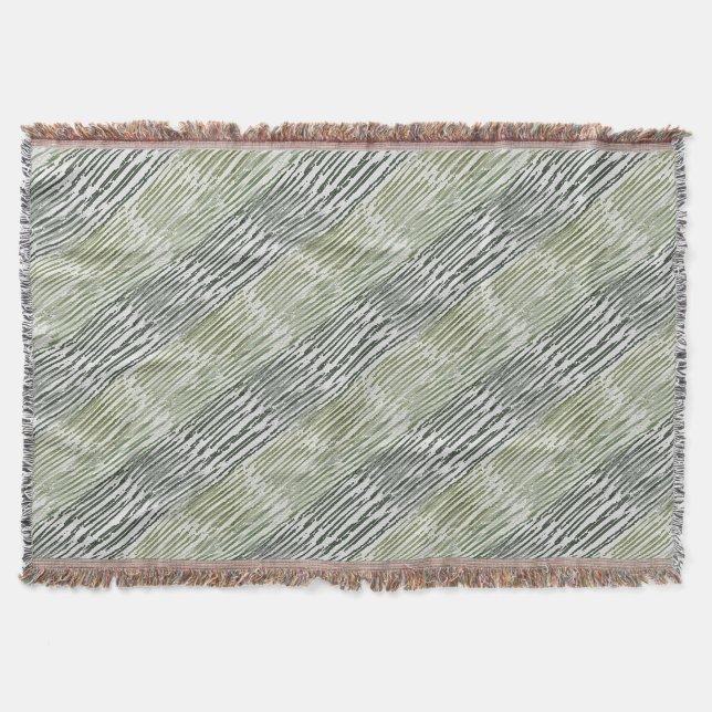 Tribal Green Stripes Abstract Pattern  Throw Blanket (Front)