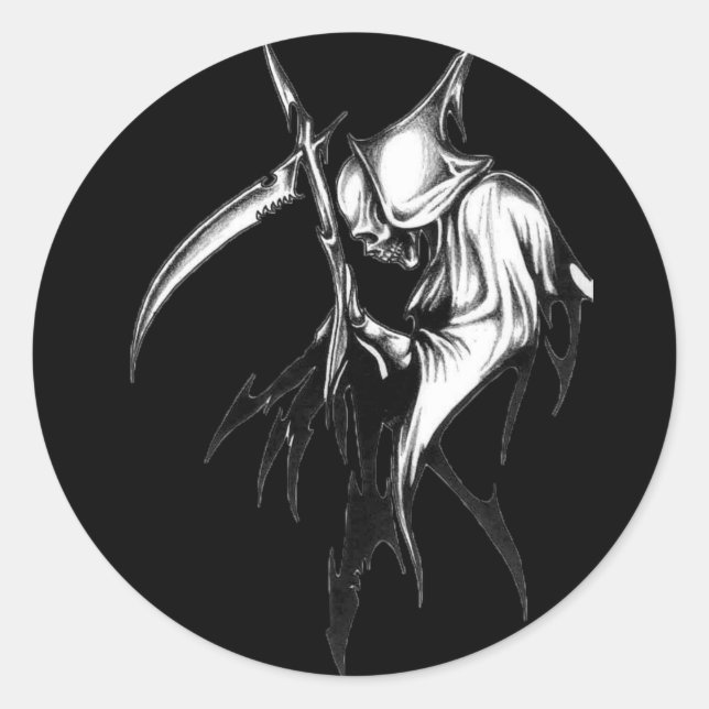 Tribal Grim Reaper Classic Round Sticker (Front)