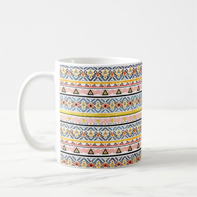 Tribal grunge ethno folk pattern in retro style coffee mug (Left)