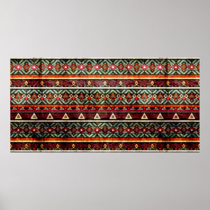 Tribal grunge ethno folk pattern in retro style poster