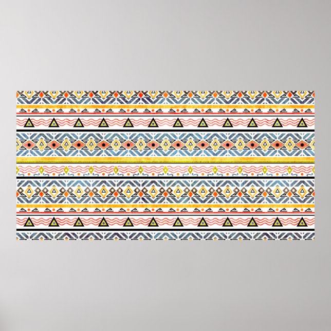 Tribal grunge ethno folk pattern in retro style poster (Front)