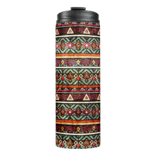 Tribal grunge ethno folk pattern in retro style thermal tumbler