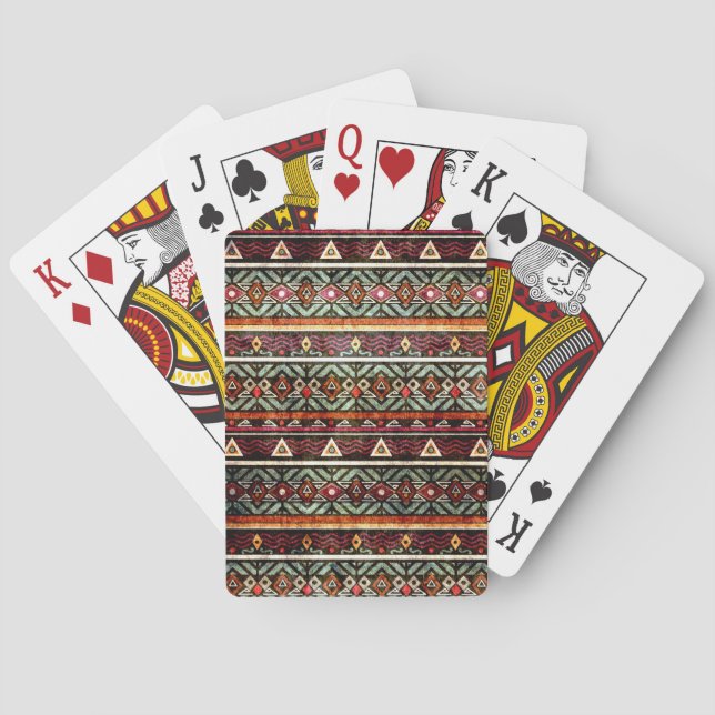 Tribal Grunge: Ethno Retro Pattern Playing Cards (Back)