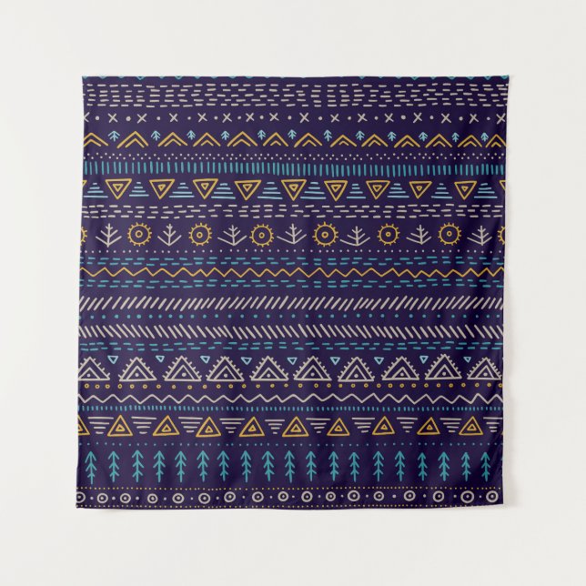 Tribal Hand-Drawn: Ethnic Seamless Pattern Tapestry (Front)