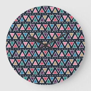 Tribal Hand Drawn, Seamless Abstract. Large Clock