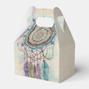 tribal hand paint dreamcatcher mandala design favour box
