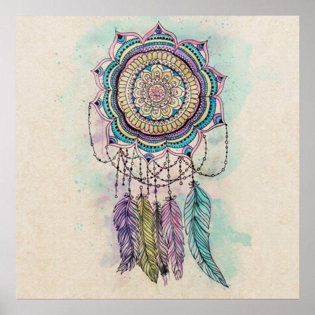tribal hand paint dreamcatcher mandala design poster (Front)