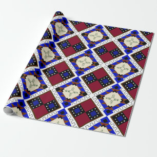 Tribal, Happiness, Native American Zia Wrapping Paper