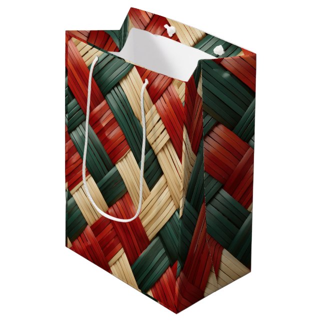 Tribal Harmony-African Basket Weave Festive Design Medium Gift Bag (Front Angled)