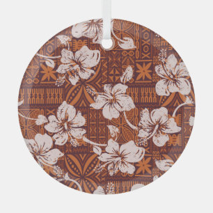 Tribal Hawaiian: Hibiscus Flower Wallpaper Glass Tree Decoration