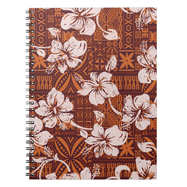 Tribal Hawaiian: Hibiscus Flower Wallpaper Notebook (Front)