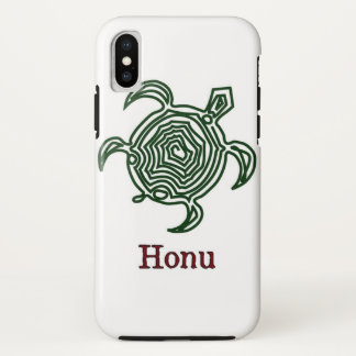 Tribal Hawaiian Sea Turtle in Green iPhone X Case