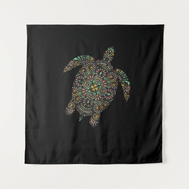 Tribal Hawaiian Sea Turtle Tapestry (Front)