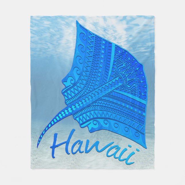 Tribal Hawaiian Stingray Fleece Blanket (Front)