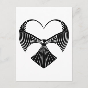Tribal Hawk Valentine Valentines Day Heart Postcar Holiday Postcard