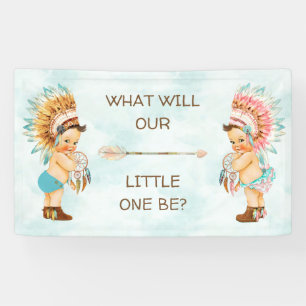 Tribal Headdress Native American Gender Reveal Banner