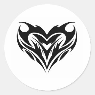 Tribal Heart Design Classic Round Sticker