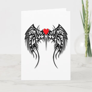 tribal heart wings holiday card