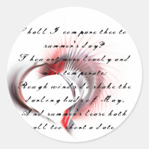 Tribal Heart with Shakespeare's sonnet 18 Classic Round Sticker