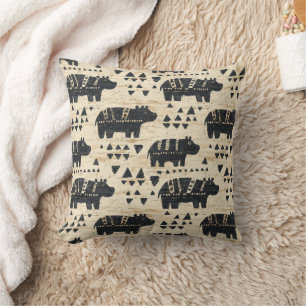 Tribal Hippo Safari Pattern Cushion