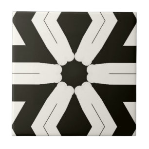 Tribal Home Floral Black & White Tile