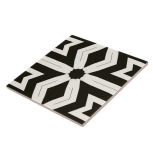 Tribal Home Floral Black & White Tile