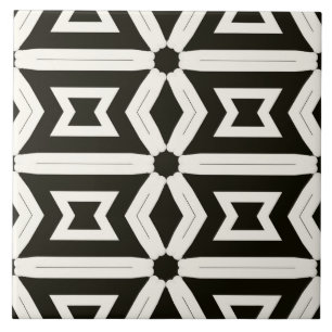 Tribal Home Floral  Garden Walk Black & White Tile