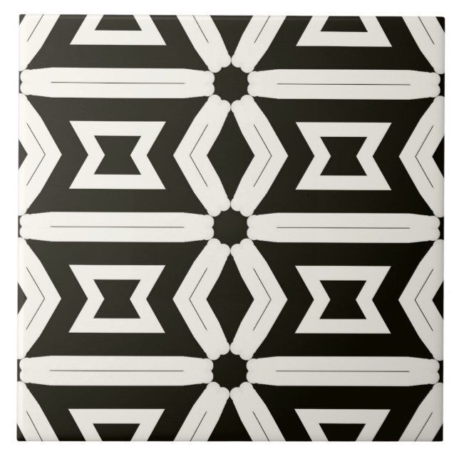 Tribal Home Floral  Garden Walk Black & White Tile (Front)