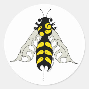 Tribal honeybee classic round sticker