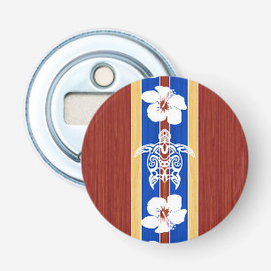 Tribal Honu Fake Wood Surfboard Bottle Opener