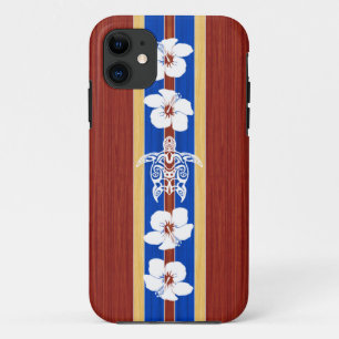 Tribal Honu Fake Wood Surfboard iPhone 11 Case
