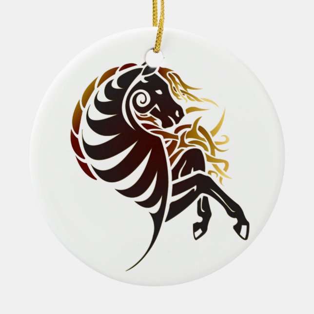 Tribal Horse Ceramic Tree Decoration (Front)