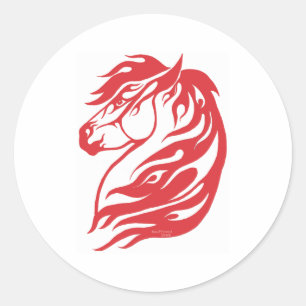 Tribal Horse Red Classic Round Sticker