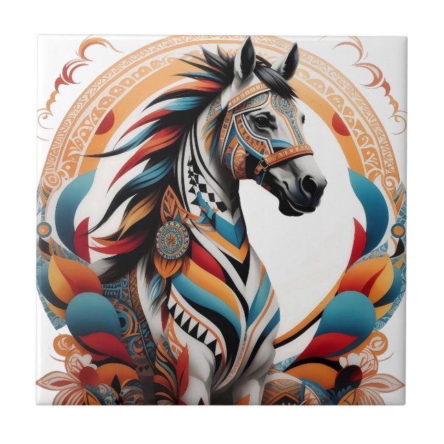 Tribal horse spirit logo tile (Front)
