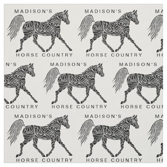 Tribal Horse Trotting Fun Pattern Optional Text Fabric (Swatch)