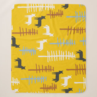 Tribal Horses: Forest Retro Seamless Sherpa Blanket